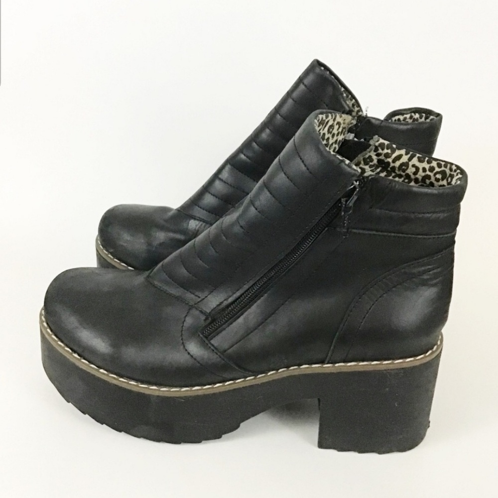 Black platform ankle boots